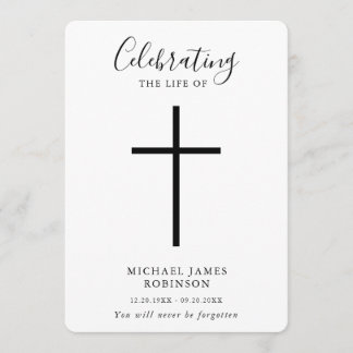Simple Cross Celebration of Life Order of Service Program