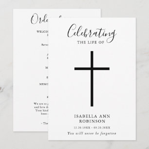 Simple Cross Celebration of Life Order of Service Program