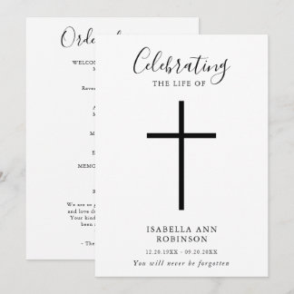 Simple Cross Celebration of Life Order of Service Program