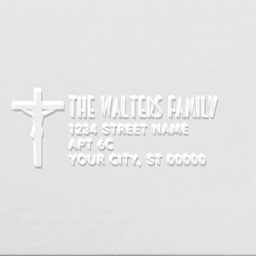 Simple Cross Crucifixion Name Return Address SM Embosser