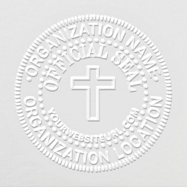 Simple Cross Custom Official Seal Name Loc URL Embosser (Design)