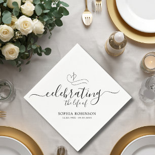 Simple Cross Elegant Script Funeral Memorial Napkins
