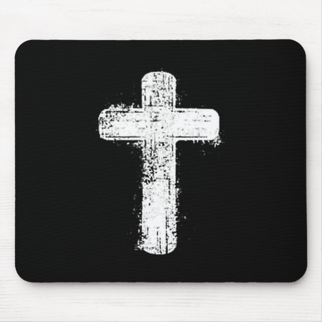 Simple Cross Faith Minimal Christian Symbol  Mouse Pad (Front)