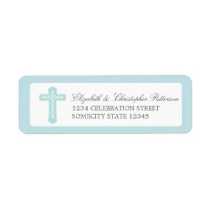 Simple Cross in Blue Address Label