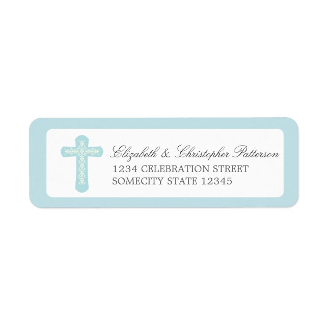 Simple Cross in Blue Address Label (Front)