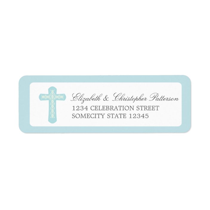 Simple Cross in Blue Address Label