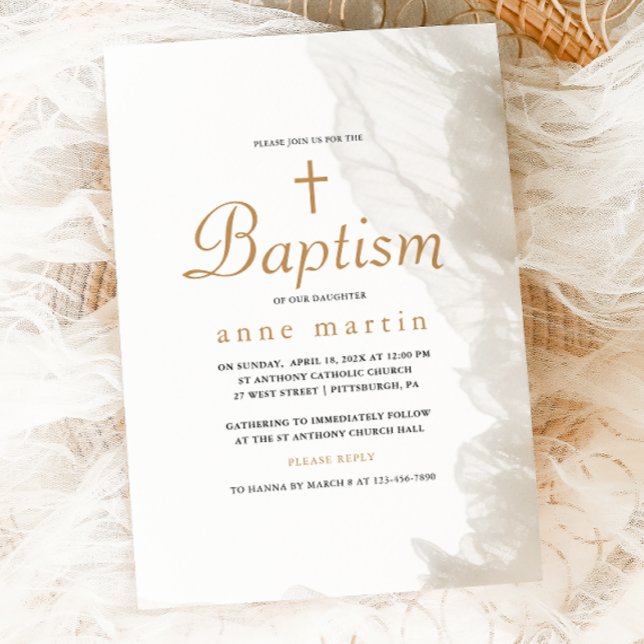 Simple Cross Minimalist Baptism Invitation (Creator Uploaded)