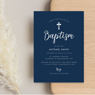 simple cross modern baptism invitation