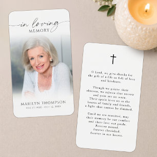 Simple Cross Photo Funeral Funeral Prayer Card
