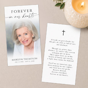 Simple Cross Photo Funeral Memorial Prayer Card