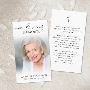 Simple Cross Photo Funeral Memorial Prayer Card