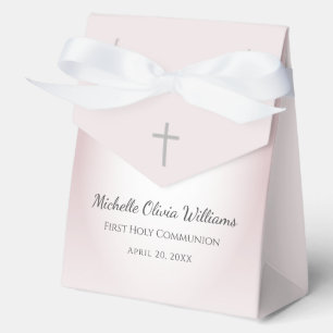 Simple Cross Rose Gold First Communion Celebration Favor Boxes