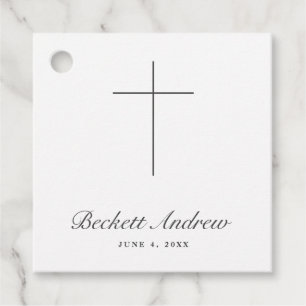 Simple Cross Script Baptism Favor Tags