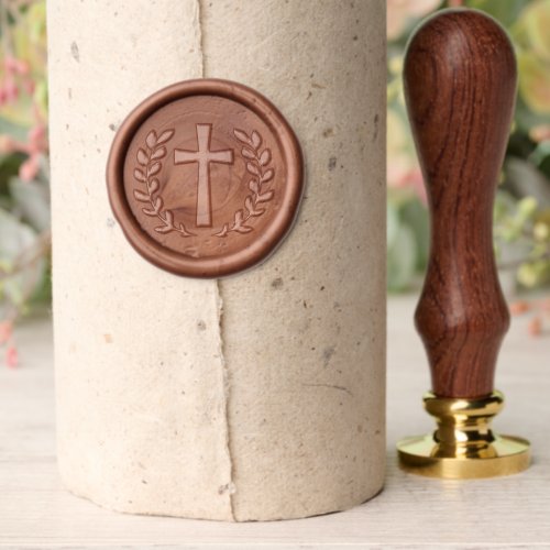 Simple Cross with Laurel Wreath  Wax Seal Stamp