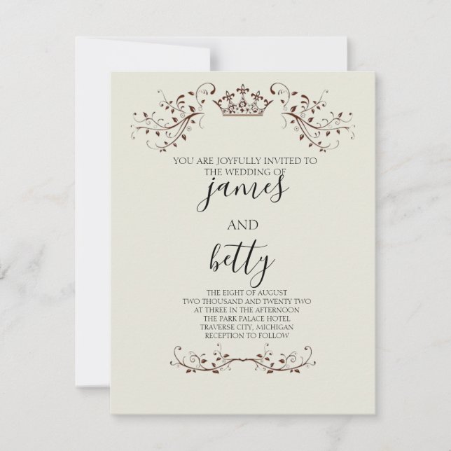 Simple Crown Minimalist Wedding Invitation (Front)