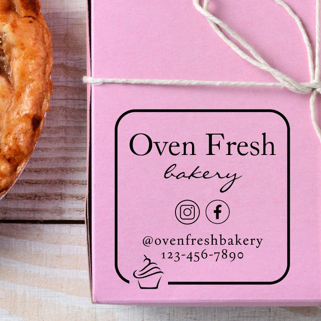 Simple Cupcake Business Name Bakery Rubber Stamp (Creator Uploaded)