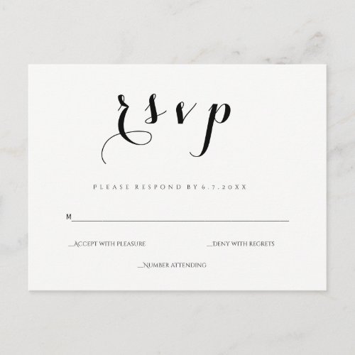 Simple cursive modern wedding rsvp postcards