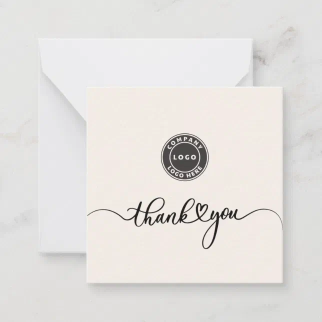 Simple Cursive Script Business Logo Thank You Note Card | Zazzle