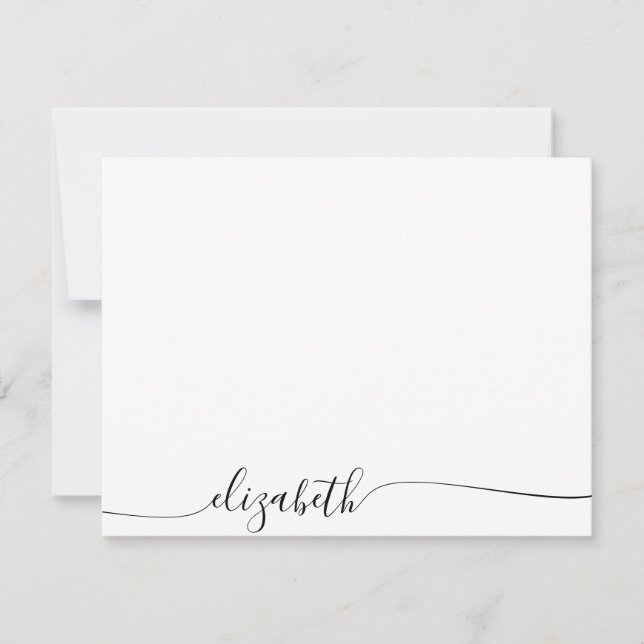 Simple Cursive Script Personalized Name Note Card (Front)