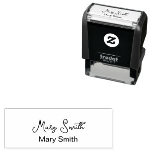 Simple Cursive Script Signature and Printed Name Self-inking Stamp