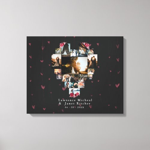 Simple Custom 18 Photo Heart Shaped for her him Canvas Print