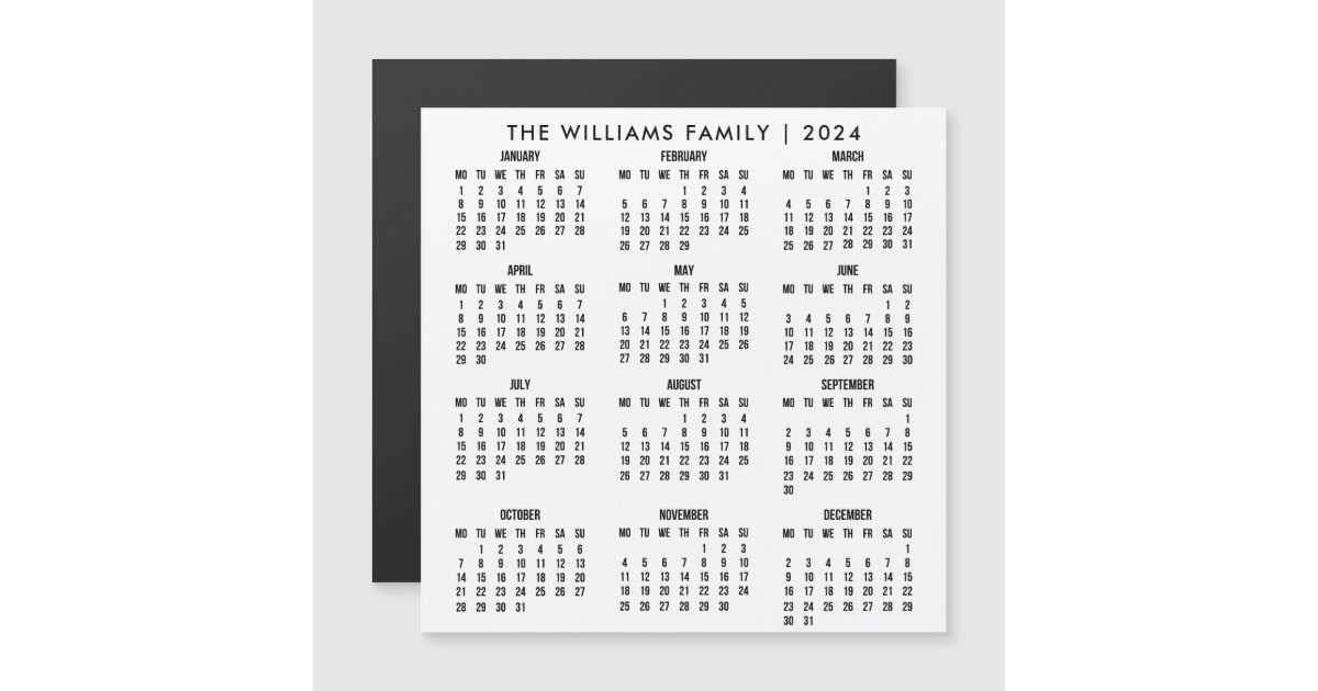 Simple Custom 2024 Calendar Fridge Zazzle