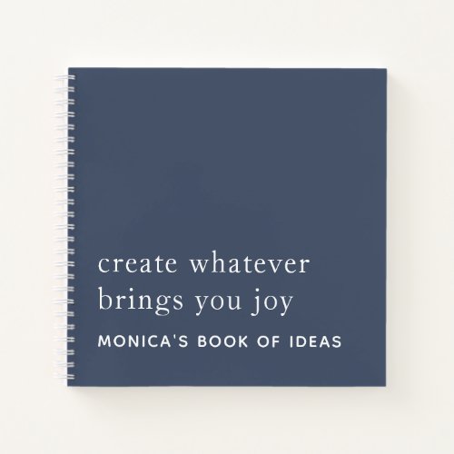 Simple Custom 2 Motivational Quote Dusty Navy Blue Notebook
