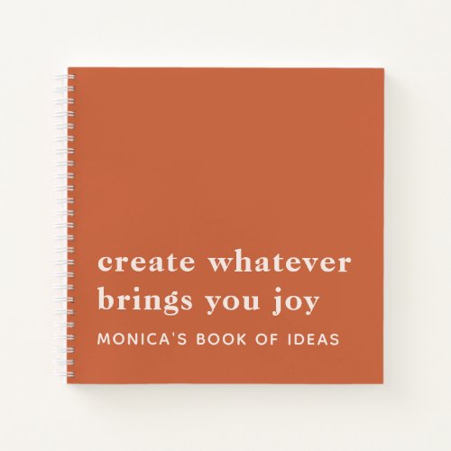 Simple Custom 2 Motivational Quote Terracotta Notebook