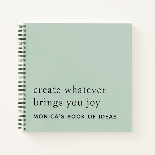 Simple Custom 2 Motivational Quotes Sage Green Notebook