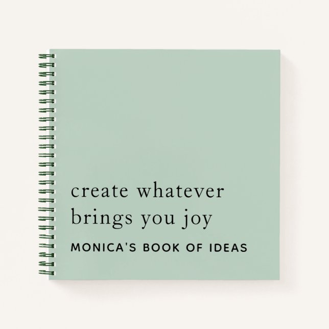 Simple Custom 2 Motivational Quotes Sage Green Notebook (Front)