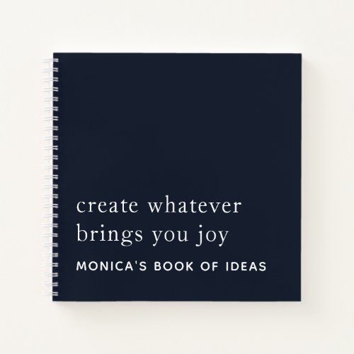 Simple Custom 2 Motivational Quotes White Navy Notebook