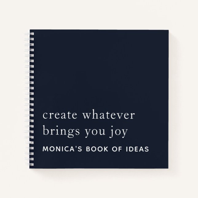 Simple Custom 2 Motivational Quotes White Navy Notebook (Front)