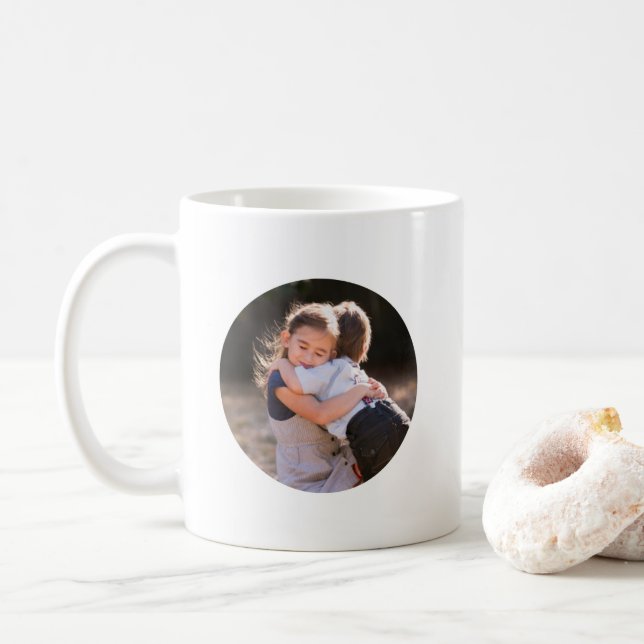 Simple Custom 2 Photo Round Coffee Mug (With Donut)