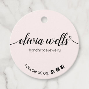 Simple Custom 2" Round Pink Signature Hang Tags