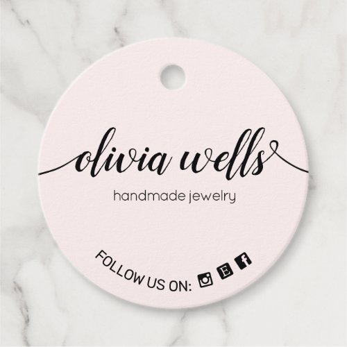 Simple Custom 2 Round Pink Signature Hang Tags