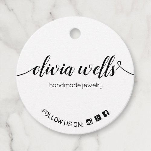 Simple Custom 2 Round White  Signature Hang Tags
