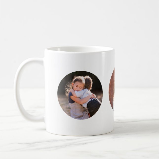 Simple Custom 3 Photo Round Coffee Mug (Left)