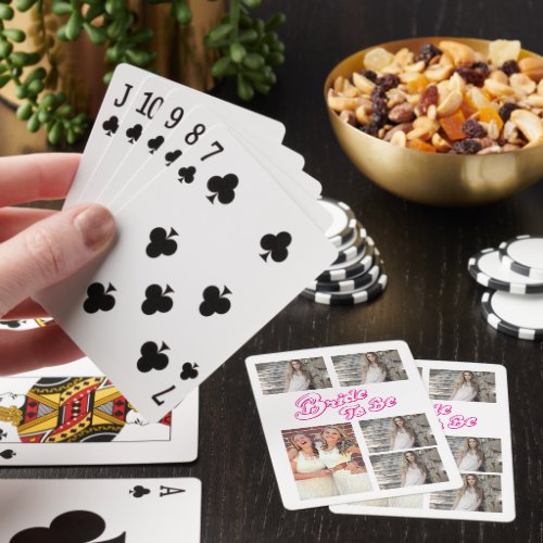 Simple Custom 5 Photo Collage  Bachelorette Party Playing Cards