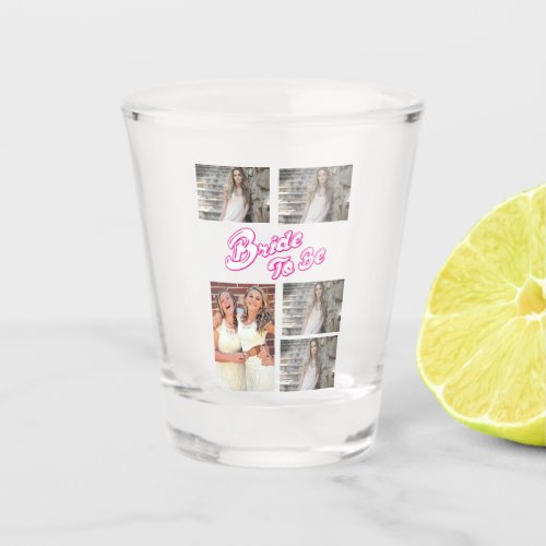 Simple Custom 5 Photo Collage  Bachelorette Party Shot Glass