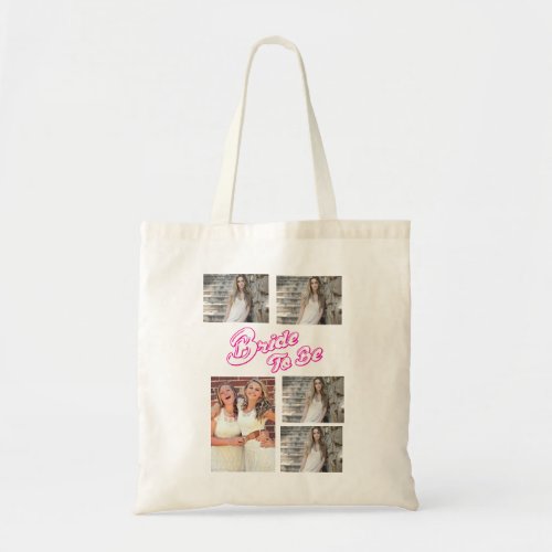 Simple Custom 5 Photo Collage  Bachelorette Party Tote Bag