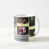 Simple Custom 7 Photo Family Collage Modern Script Coffee Mug (Front Right)