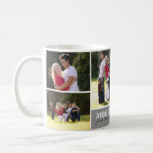 Simple Custom 7 Photo Family Collage Modern Script Coffee Mug (Left)