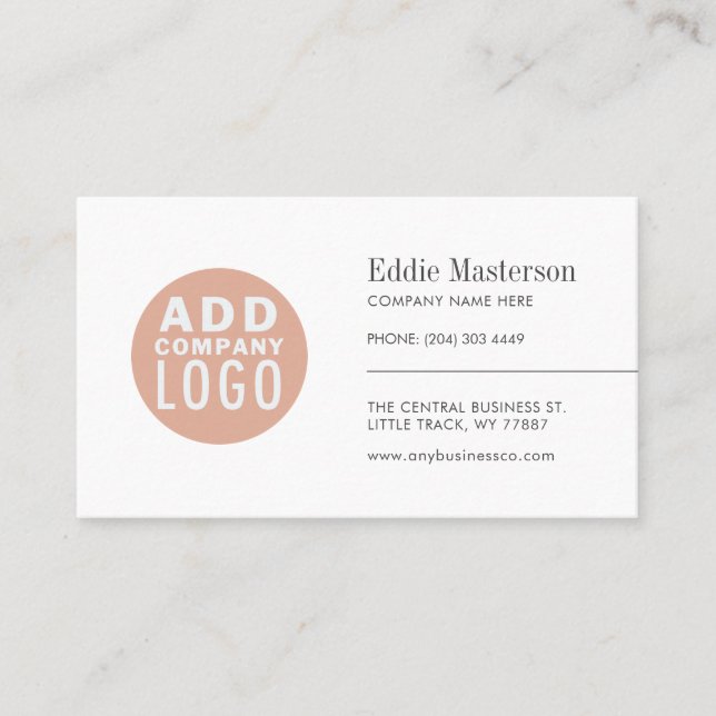 Simple Custom Add Logo Modern Minimalist Business Card (Front)