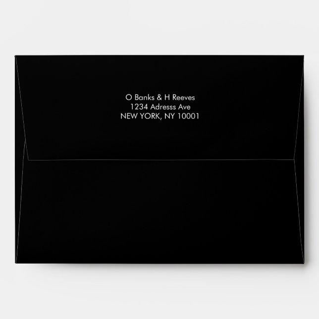 Simple custom address black color envelope (Back (Top Flap))