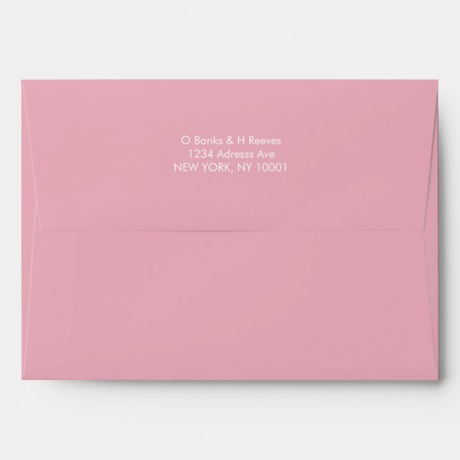 Simple custom address candy pink color envelope (Back (Top Flap))
