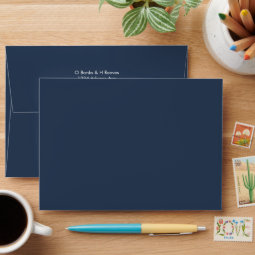 Simple custom address navy blue color envelope | Zazzle