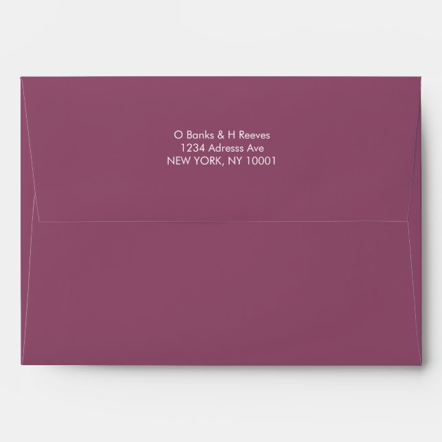 Simple custom address plum purple color envelope (Back (Top Flap))