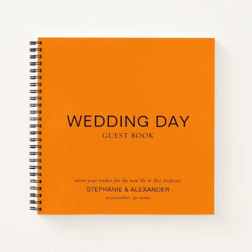 Simple Custom Autumn Orange Wedding Guest Book