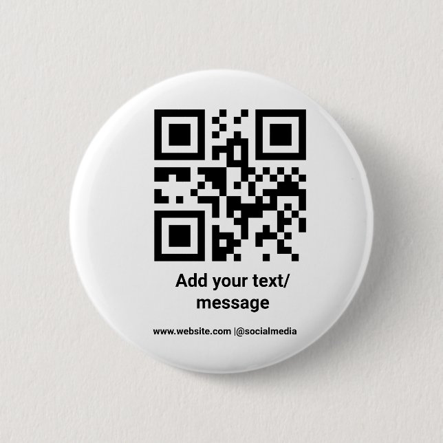 simple custom barcode add your text website QR Cla Button (Front)