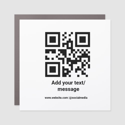 simple custom barcode add your text website QR Cla Car Magnet